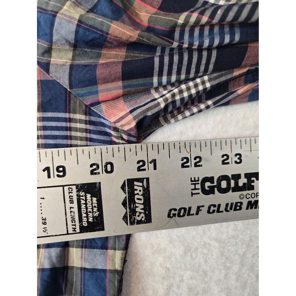 American Eagle Mens Shirt Size L Classic Prep Fit Plaid Long Sleeve Blue Pink - Picture 7 of 10